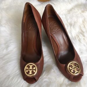 Tory Burch Peep Toe Wedges